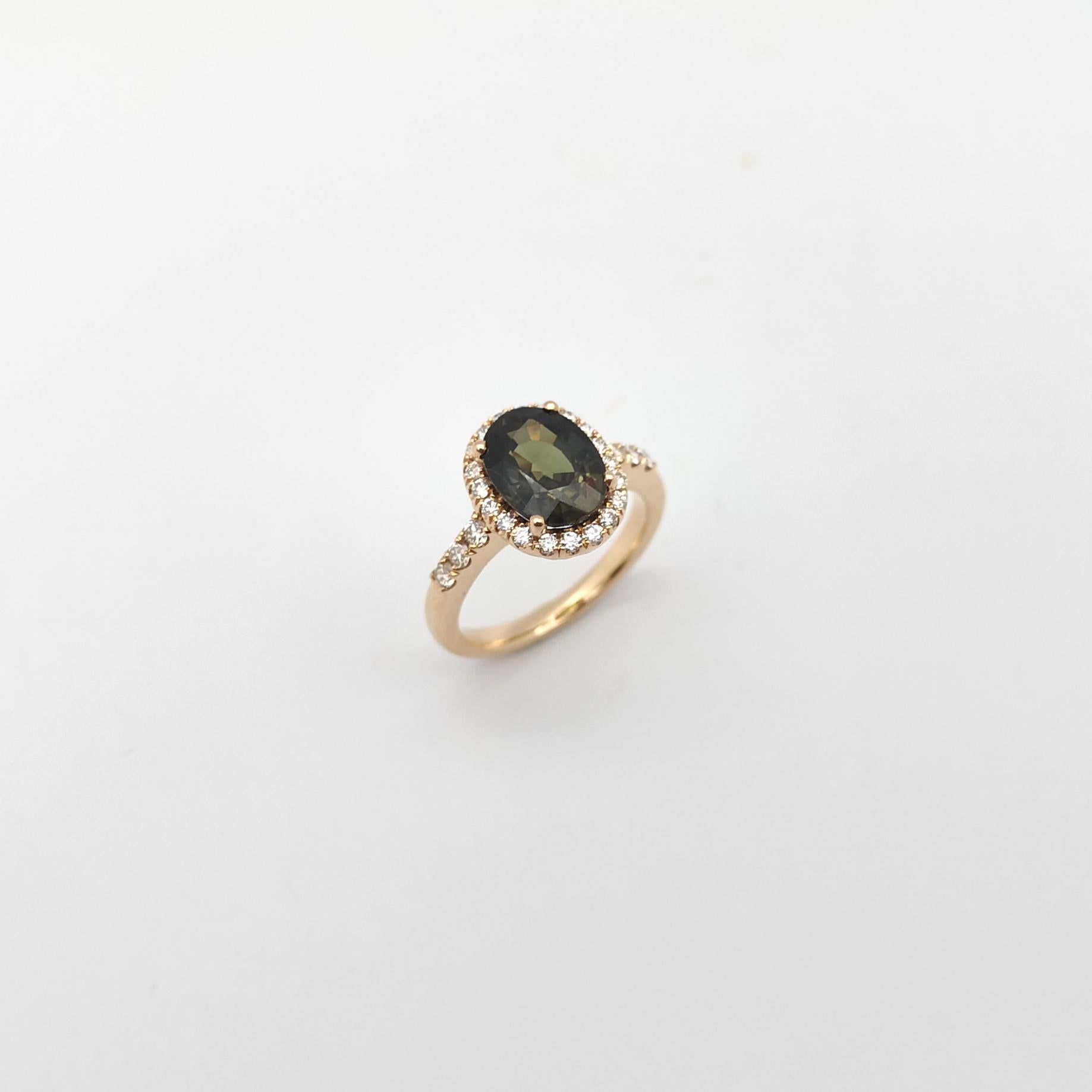 GIA Certified Unheated Brown-Purple Sapphire, Brown Diamond Ring in 18K Rose For Sale 8