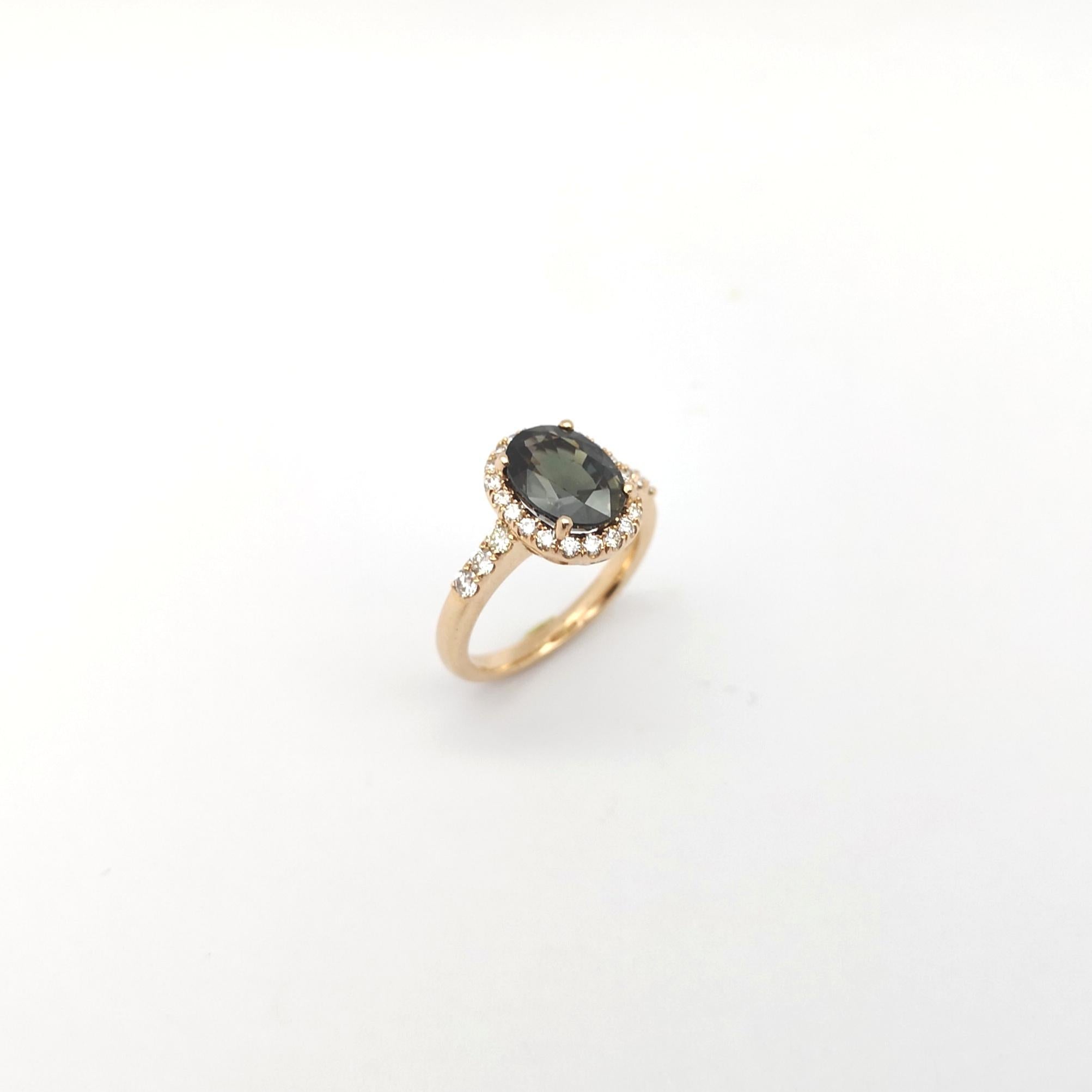 GIA Certified Unheated Brown-Purple Sapphire, Brown Diamond Ring in 18K Rose For Sale 10