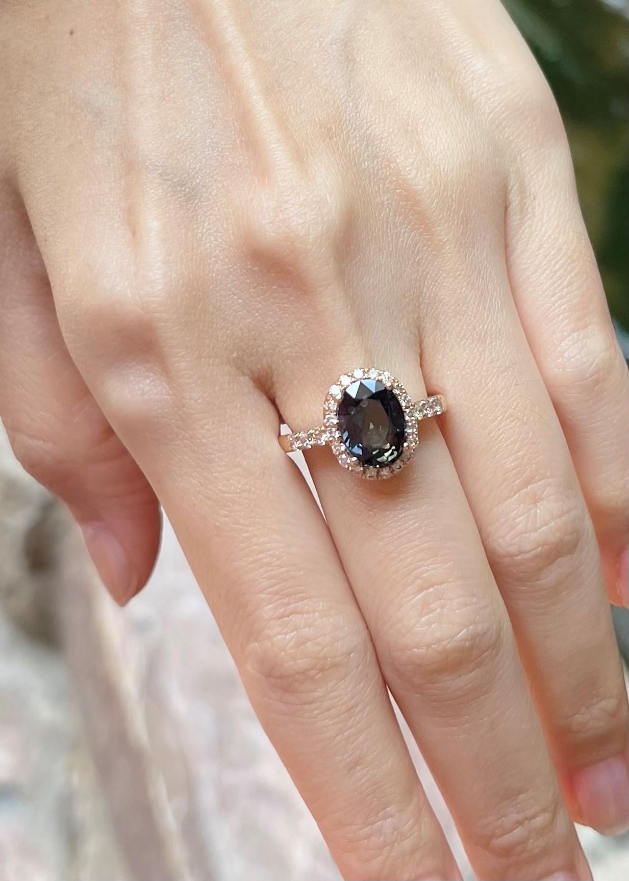 Contemporary GIA Certified Unheated Brown-Purple Sapphire, Brown Diamond Ring in 18K Rose For Sale