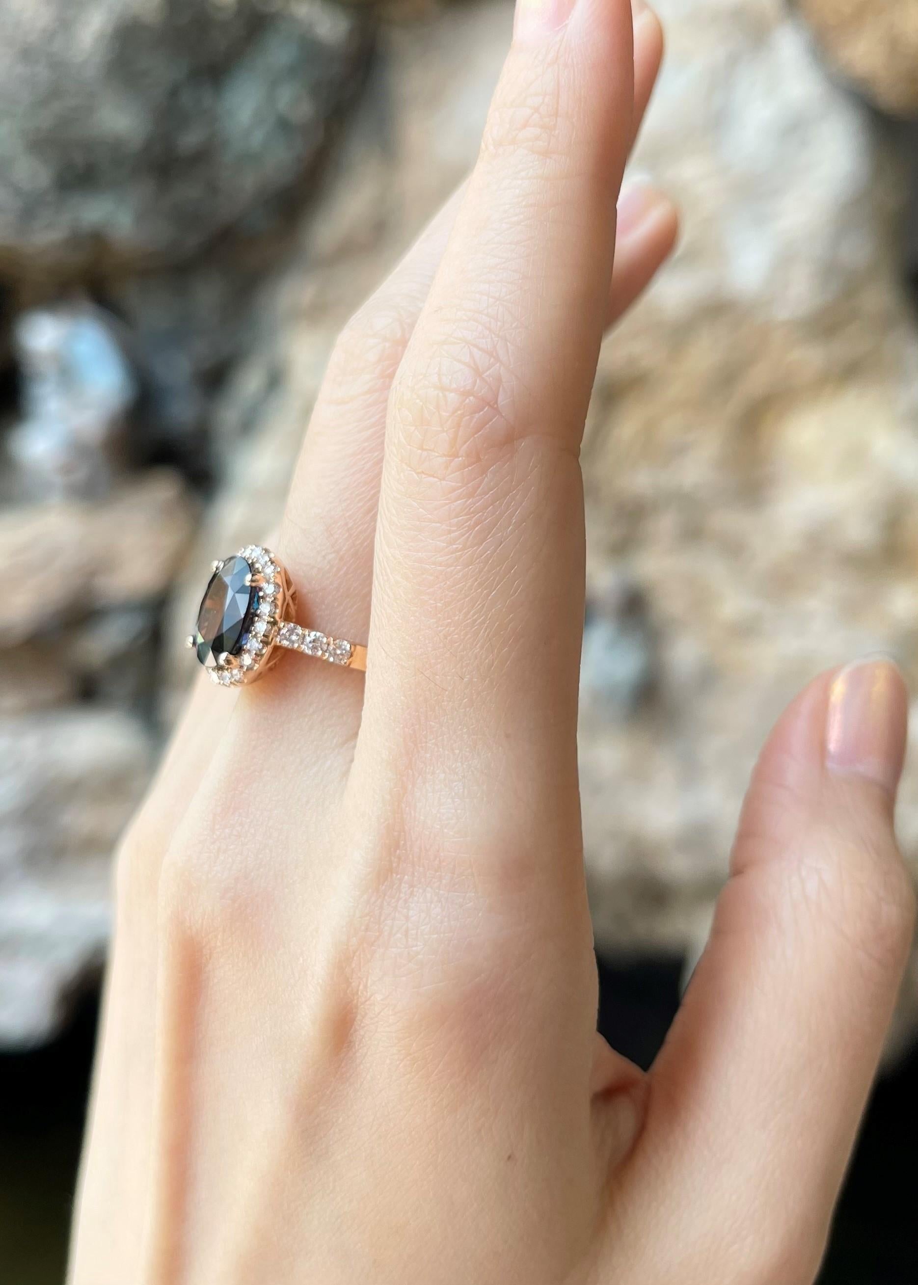 Oval Cut GIA Certified Unheated Brown-Purple Sapphire, Brown Diamond Ring in 18K Rose For Sale