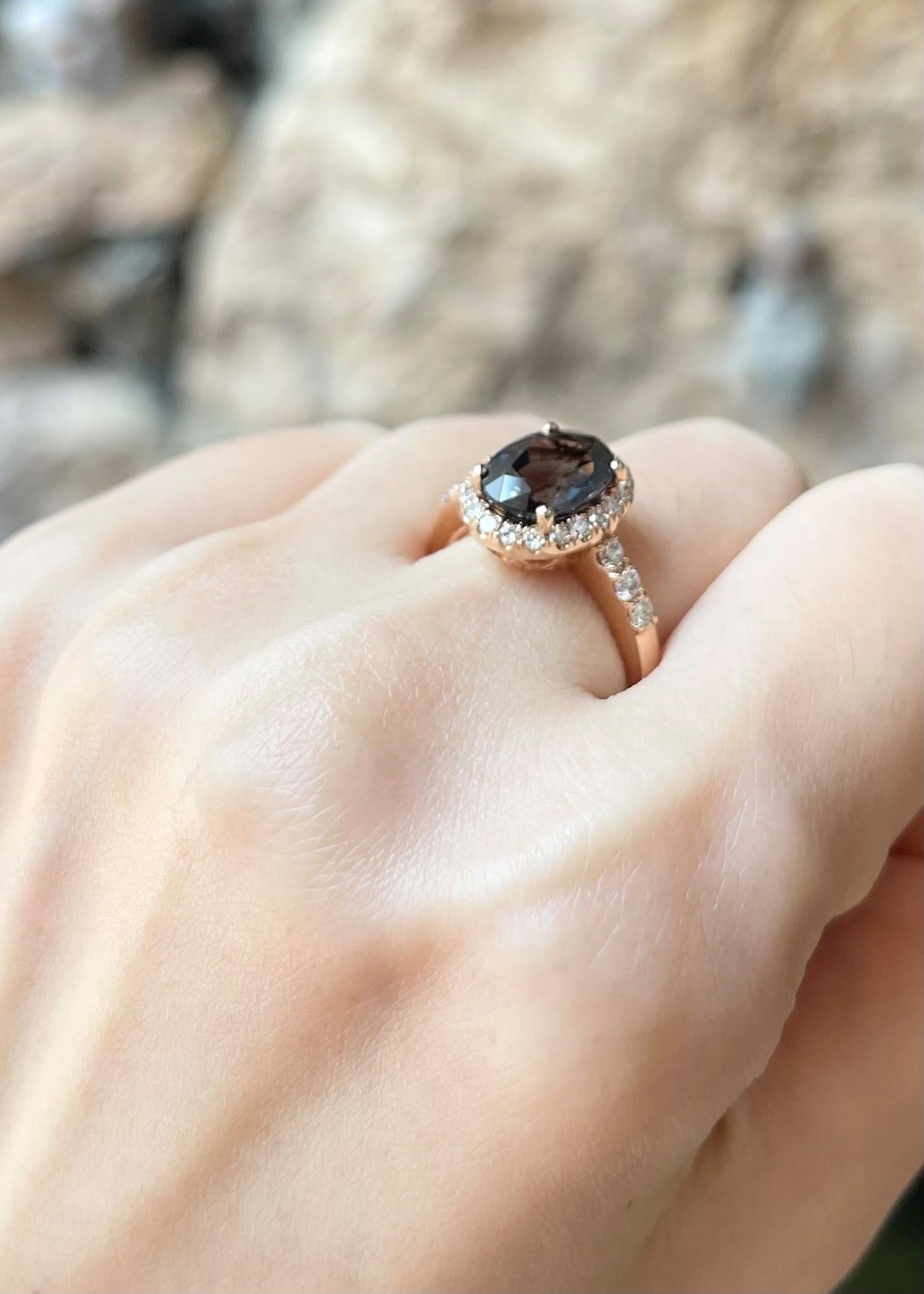 GIA Certified Unheated Brown-Purple Sapphire, Brown Diamond Ring in 18K Rose In New Condition For Sale In Bangkok, TH
