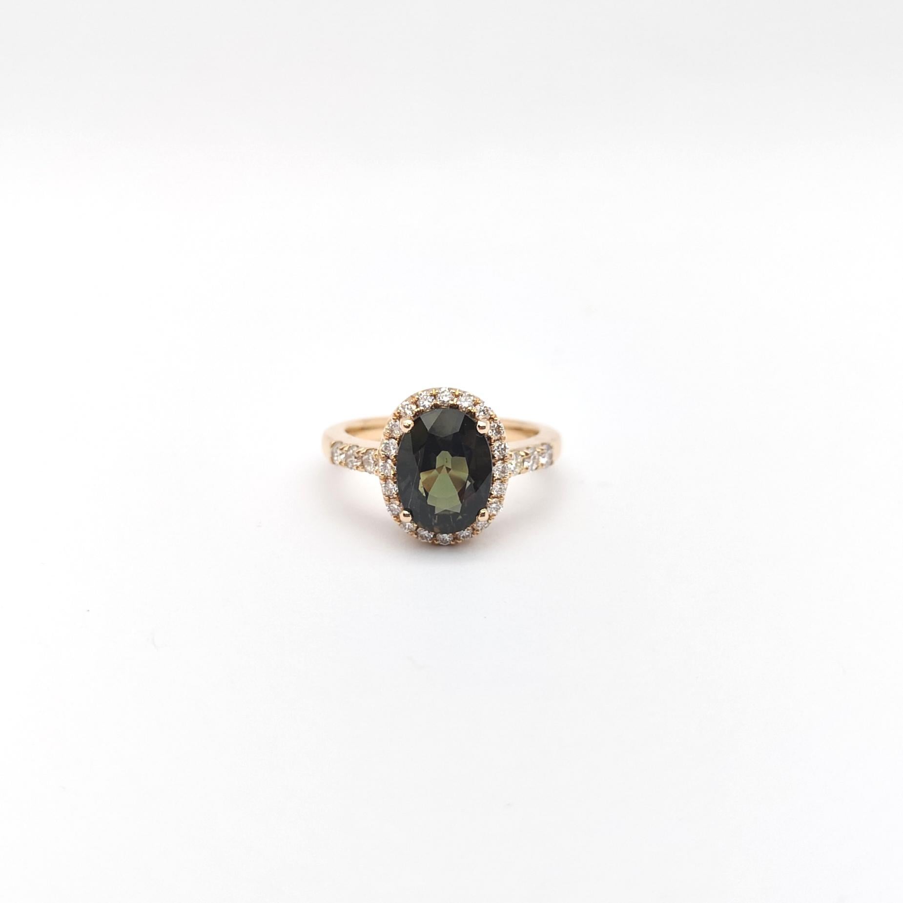 GIA Certified Unheated Brown-Purple Sapphire, Brown Diamond Ring in 18K Rose For Sale 3