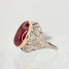 GIA Certified Unheated Burma Red Spinel Diamond Ring