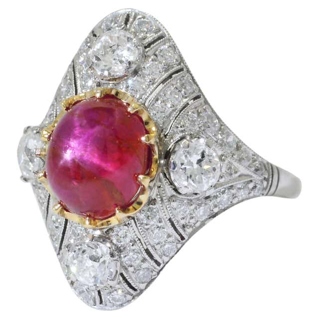 Vintage Mid Century Platinum Star Ruby Engagement Ring For Sale at ...