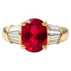 GIA Certified Unheated Burmese Spinel Diamond Ring