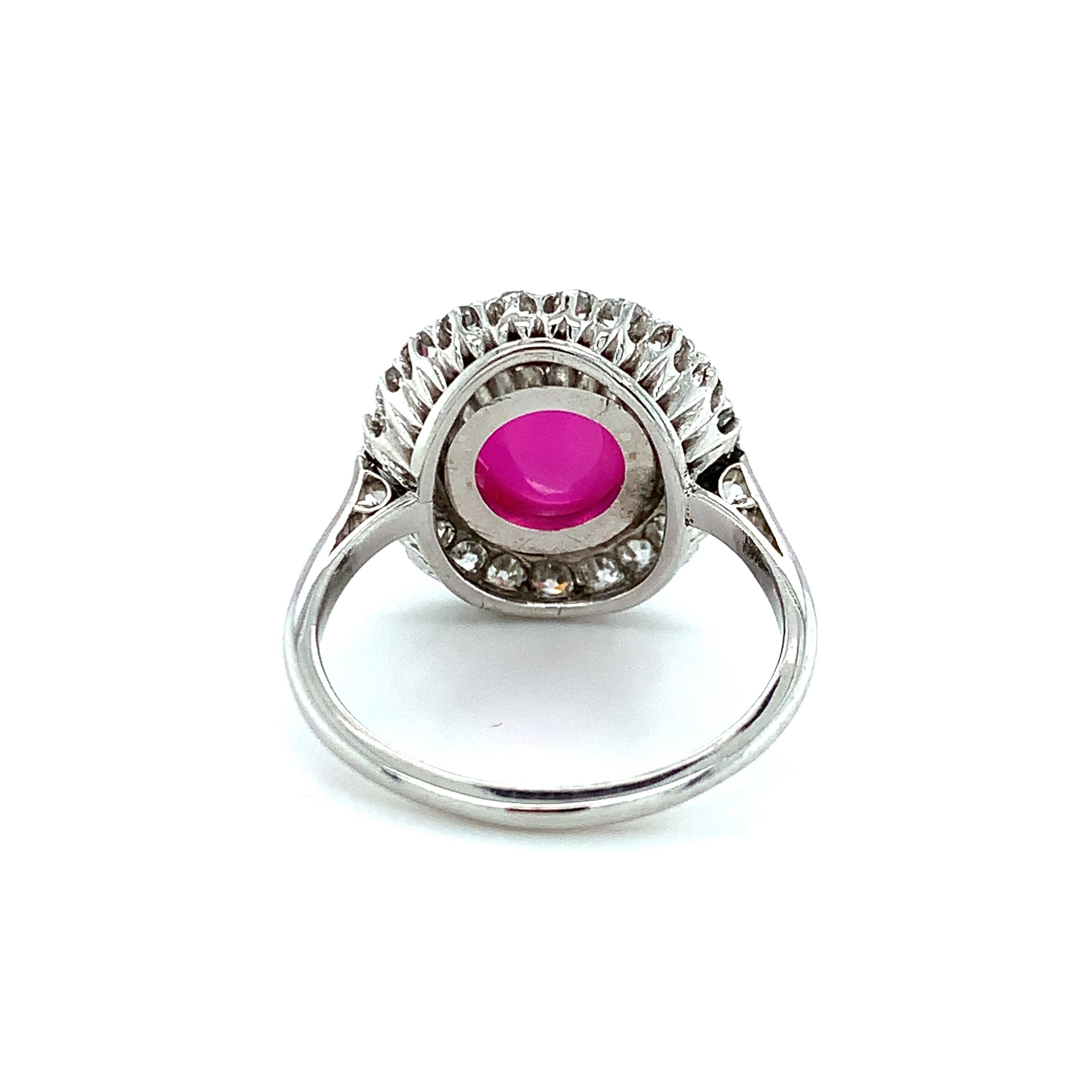 GIA Certified Unheated Burmese Star Ruby and Diamond Platinum Ring, 5.28 Carats In New Condition For Sale In Los Angeles, CA