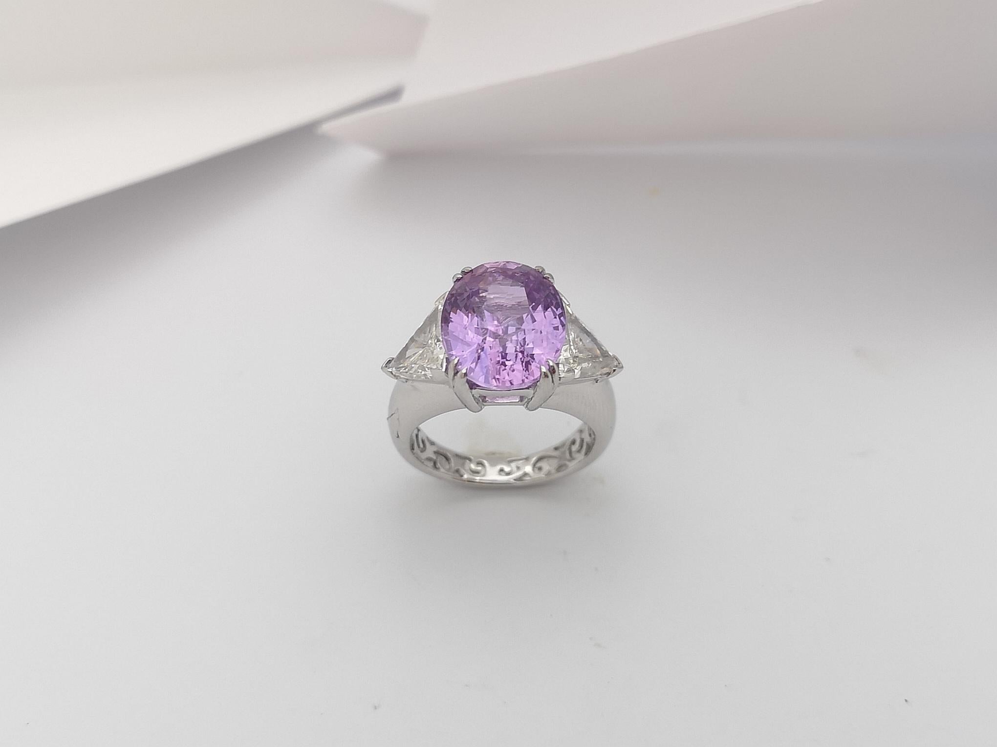 GIA Certified Unheated Ceylon 8cts Purple Sapphire with Diamond Ring in Platinum For Sale 5