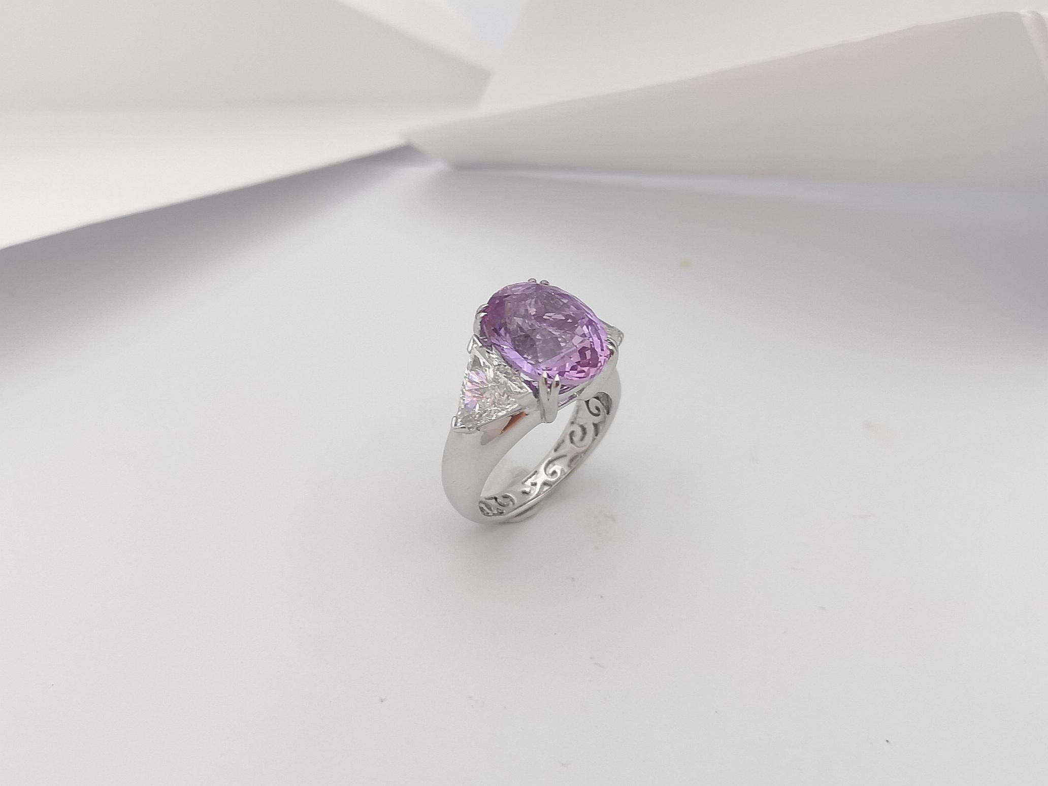GIA Certified Unheated Ceylon 8cts Purple Sapphire with Diamond Ring in Platinum For Sale 6