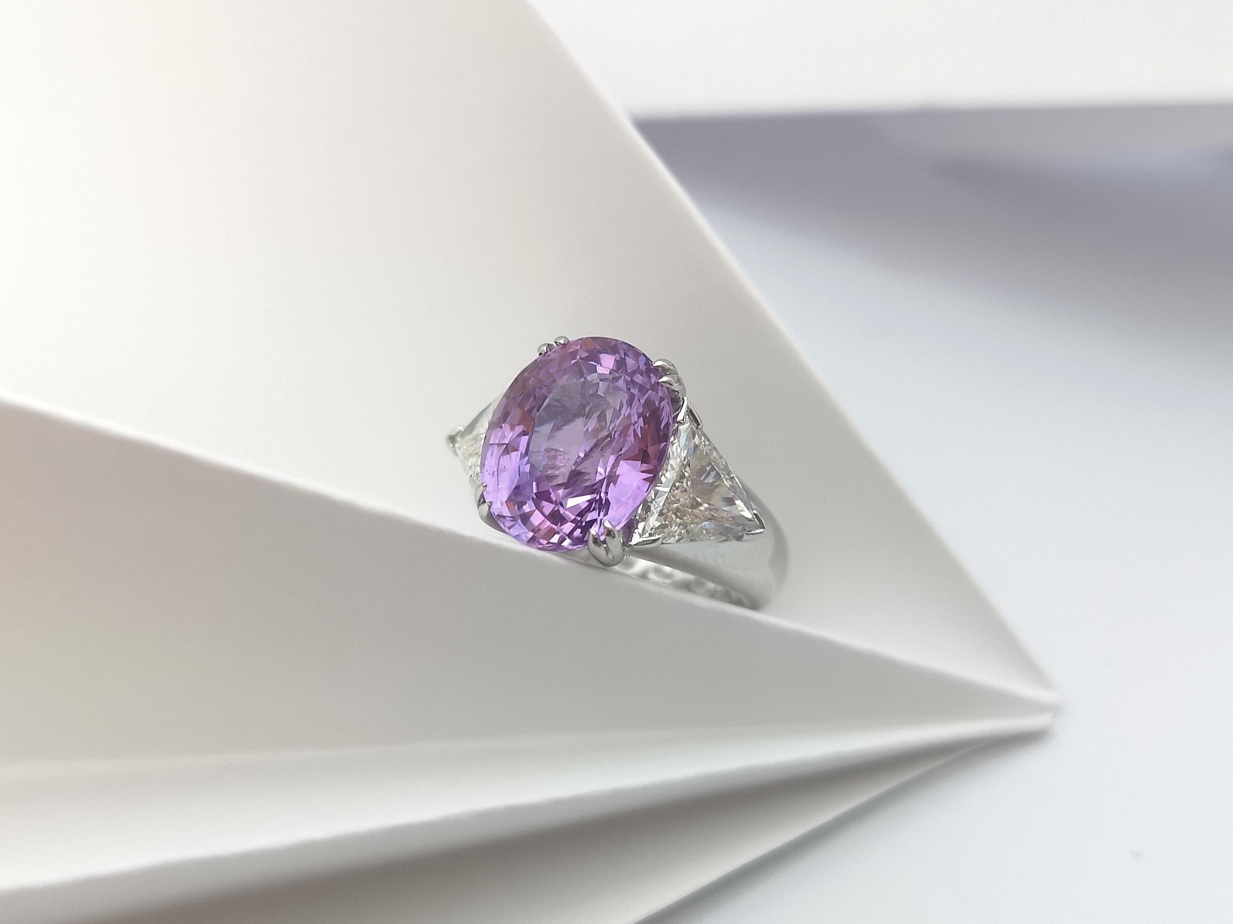 GIA Certified Unheated Ceylon 8cts Purple Sapphire with Diamond Ring in Platinum For Sale 7