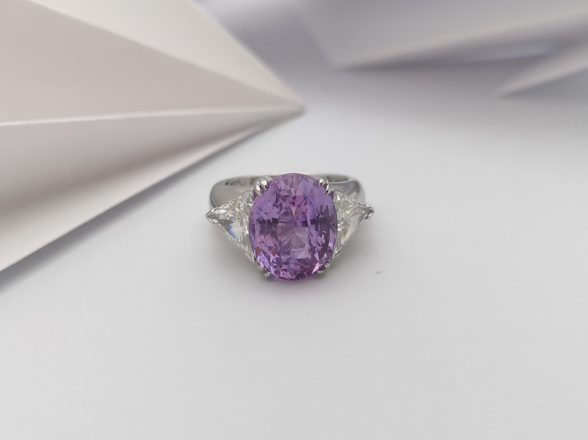 GIA Certified Unheated Ceylon 8cts Purple Sapphire with Diamond Ring in Platinum For Sale 8