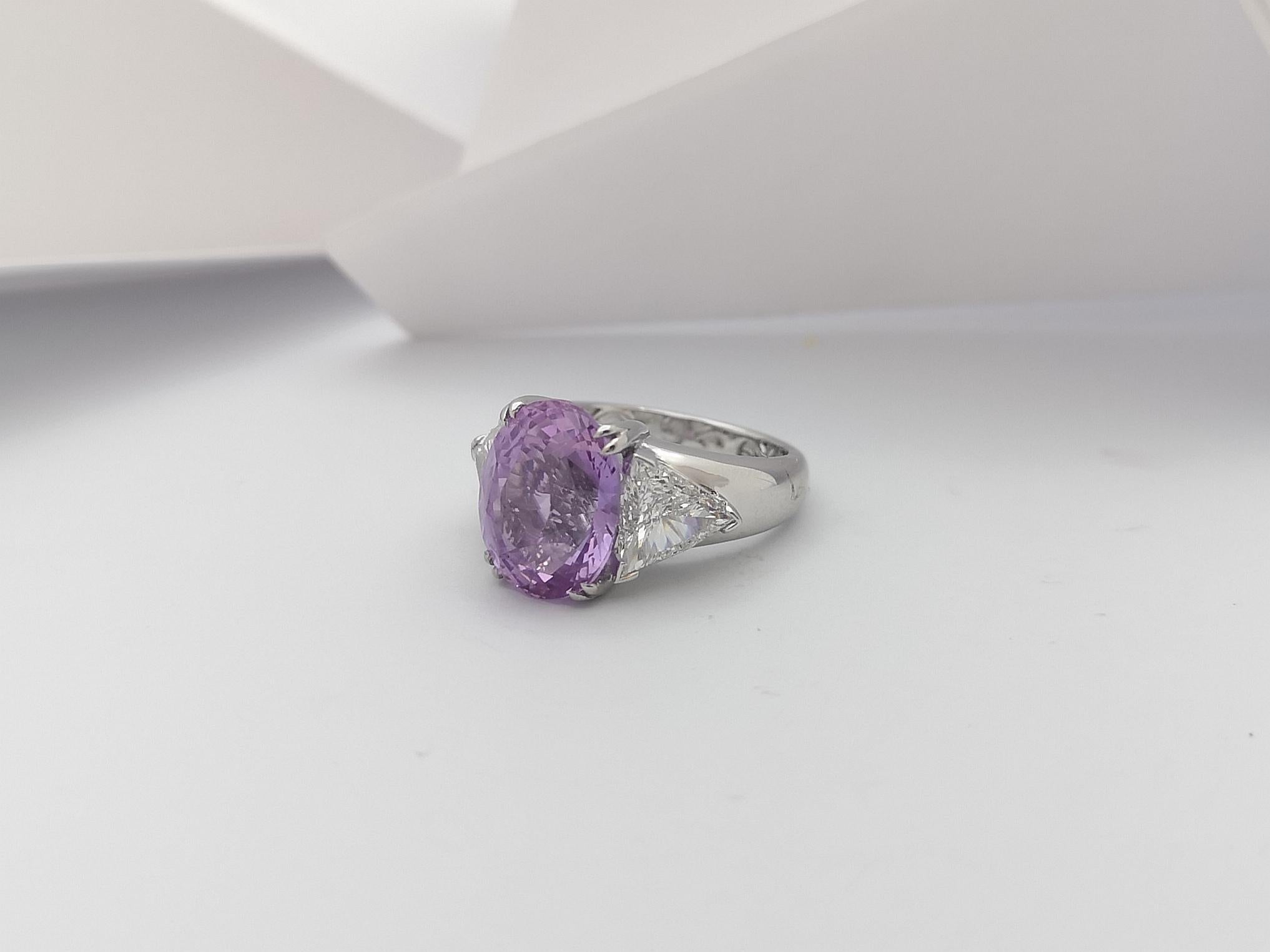 Women's GIA Certified Unheated Ceylon 8cts Purple Sapphire with Diamond Ring in Platinum For Sale