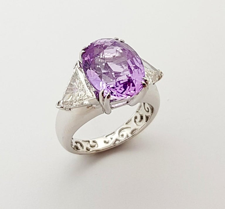 GIA Certified Unheated Ceylon 8cts Purple Sapphire with Diamond Ring in ...