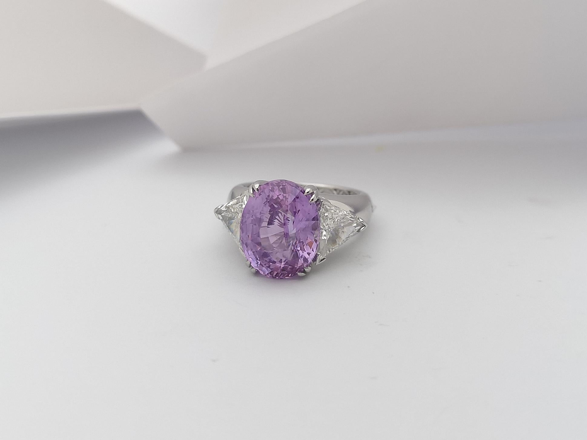 GIA Certified Unheated Ceylon 8cts Purple Sapphire with Diamond Ring in Platinum For Sale 2