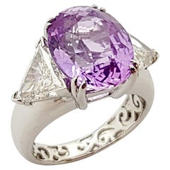 GIA Certified Unheated Ceylon 8cts Purple Sapphire with Diamond Ring in Platinum