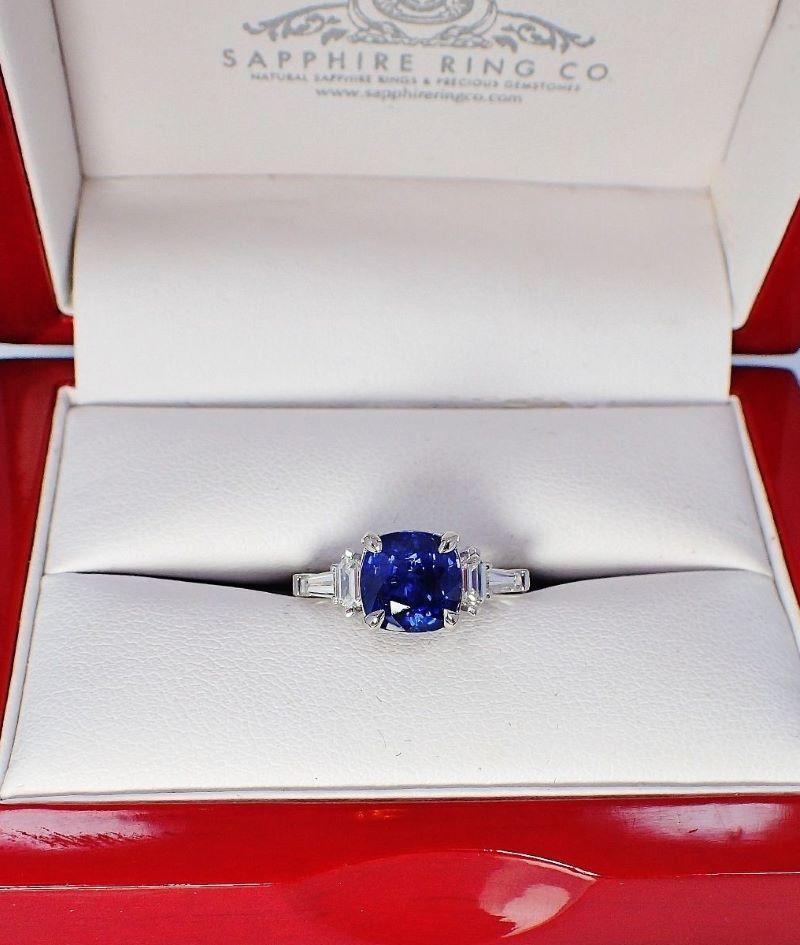 For Sale:  GIA Certified Unheated Color Change Sapphire Ring, 3.57 Ct Platinum 950 10