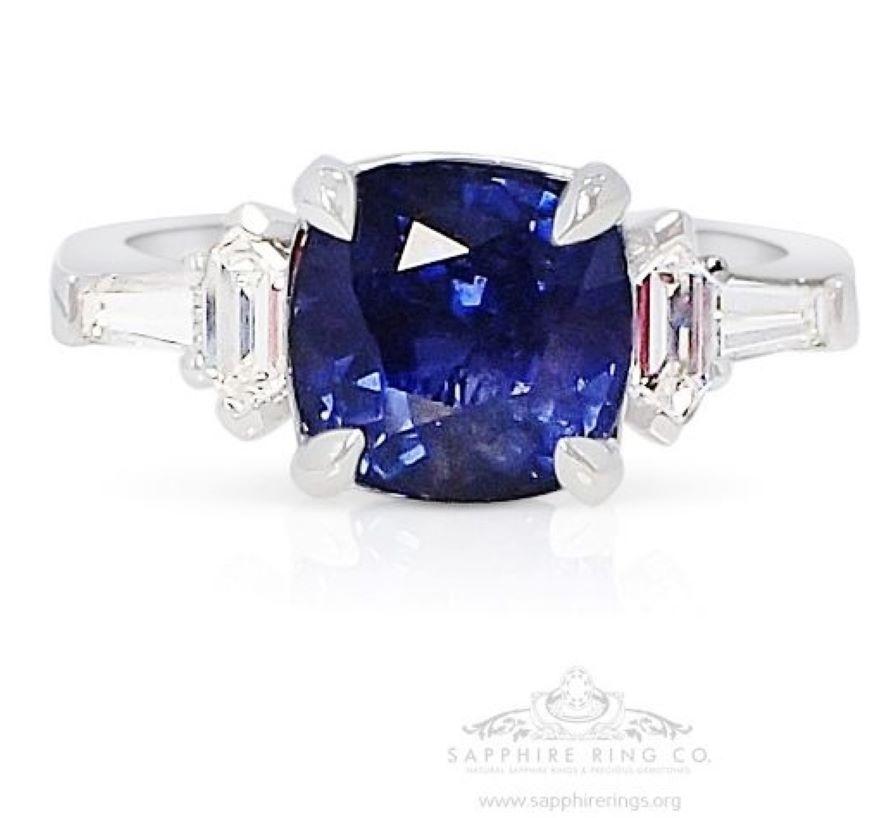 For Sale:  GIA Certified Unheated Color Change Sapphire Ring, 3.57 Ct Platinum 950 4