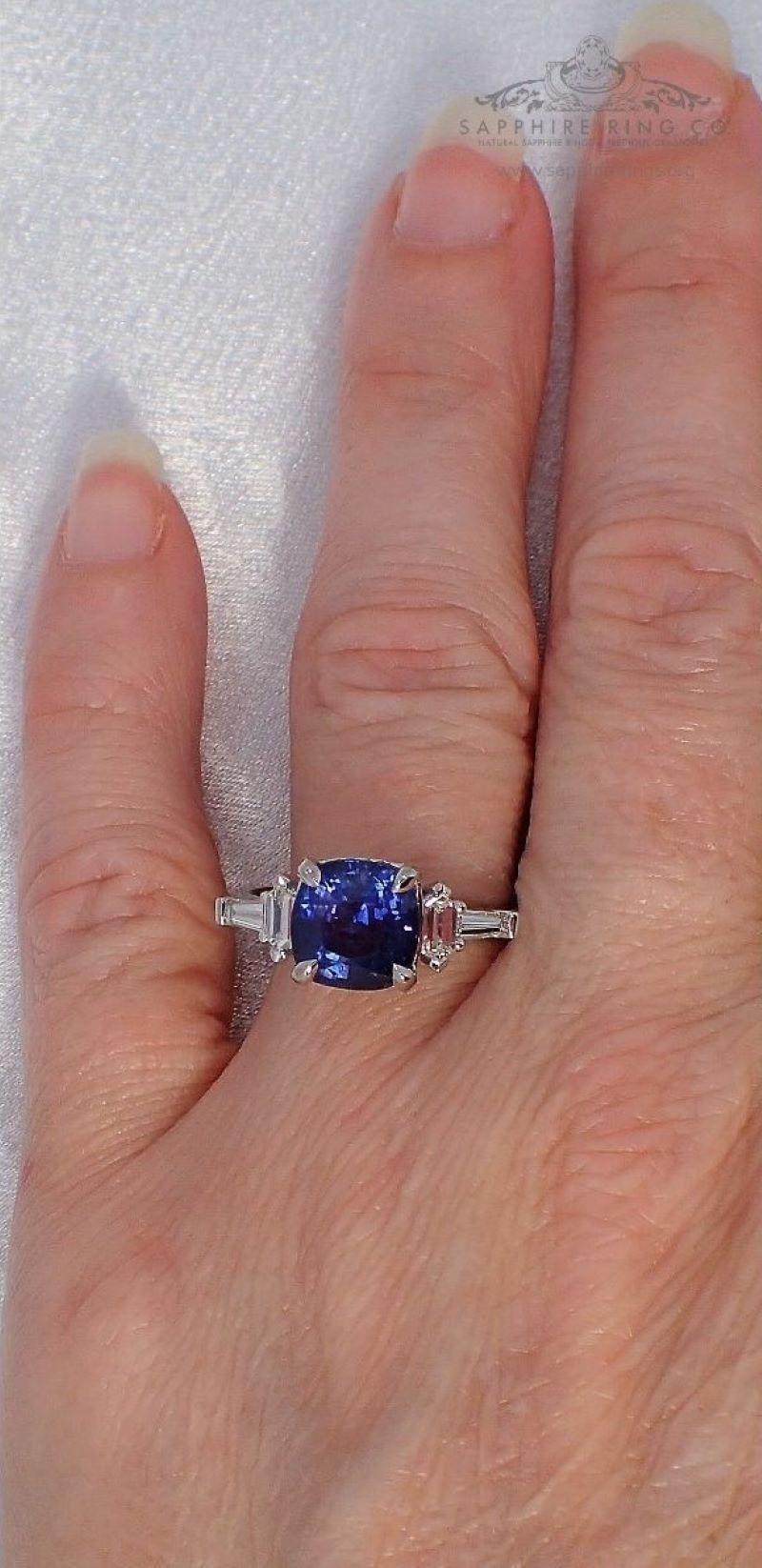For Sale:  GIA Certified Unheated Color Change Sapphire Ring, 3.57 Ct Platinum 950 9