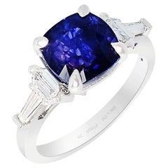 Anello con zaffiro non riscaldato con cambio di colore certificato GIA, platino 950 da 3,57 carati