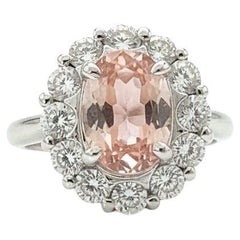 GIA Certified Unheated Padparadscha Sapphire and Diamond Ring