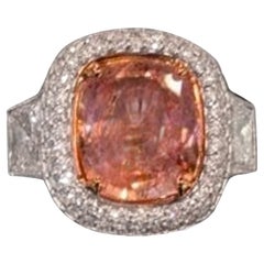 GIA Certified Unheated Padparadscha Sapphire Diamond Cocktail Ring