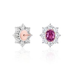 GIA Certified Unheated Pink Sapphire (4.24cts) and Diamond (4.27cts) Earrings