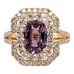 GIA-zertifizierter unerhitzter lila Saphir-Ring mit Diamanten in 18 Karat Gold