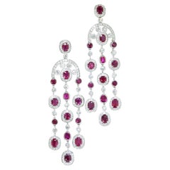 GIA Certified Unheated Ruby and Diamond Chandelier Earrings