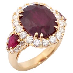 Anillo de rubíes y diamantes sin calentar con certificado GIA engastado en oro rosa de 18 quilates
