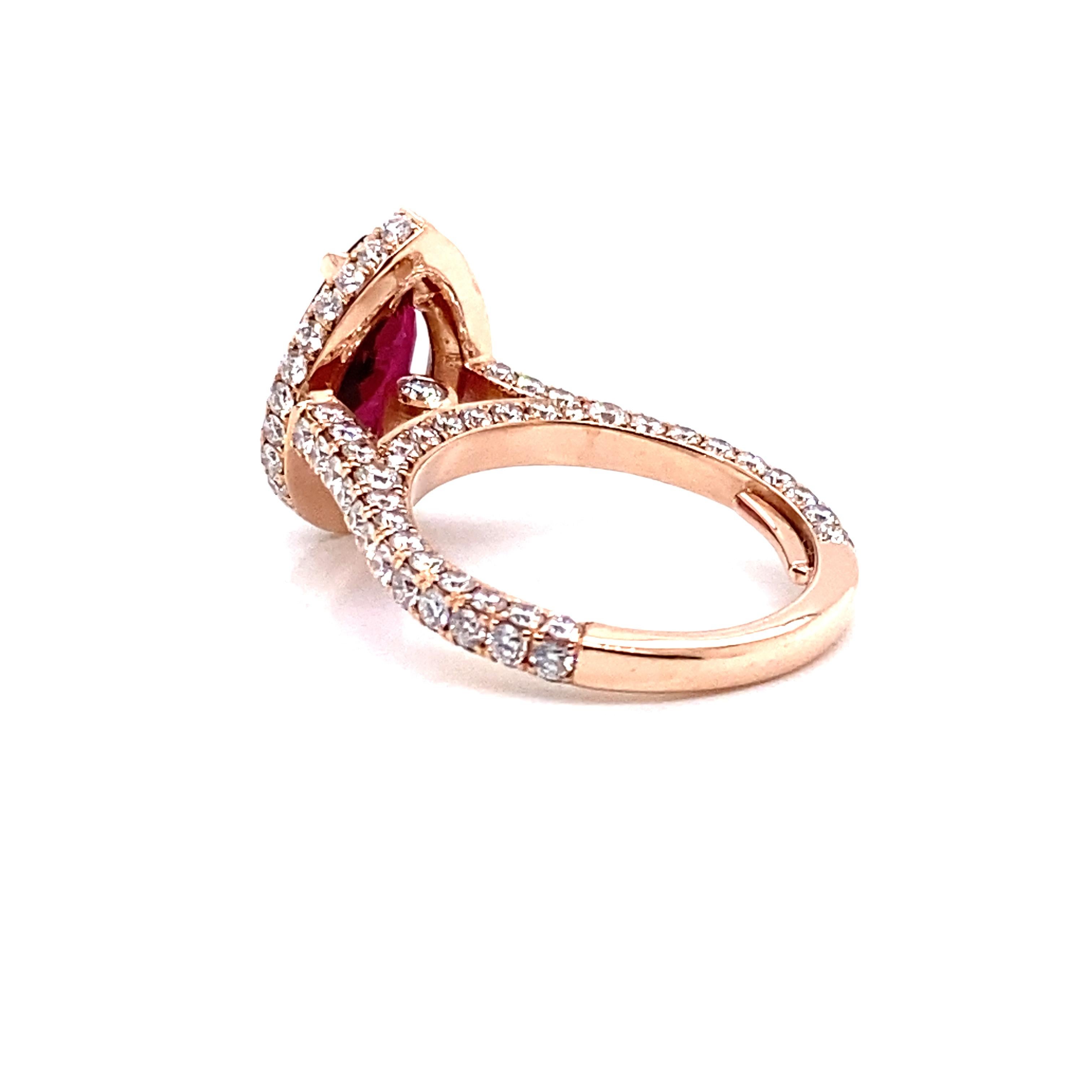 Pear Cut GIA Certified Unheated Ruby Ring