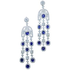 GIA Certified Unheated Sapphire, and Diamond Earrings, Pierre/Famille