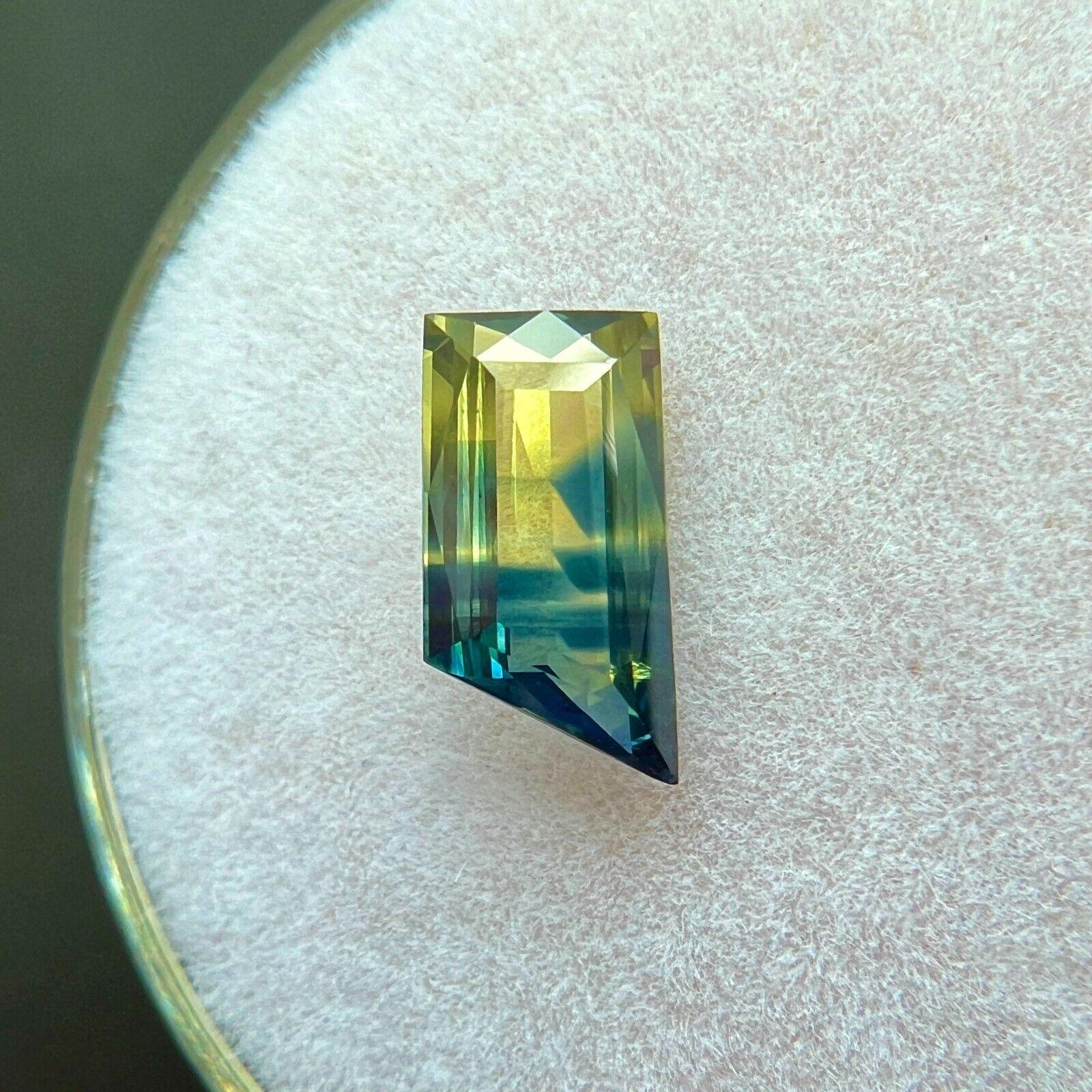 Women's or Men's Gia Certified Unique 1.13ct Bi Colour Sapphire Bi Colour Untreated Fancy Cut Gem For Sale