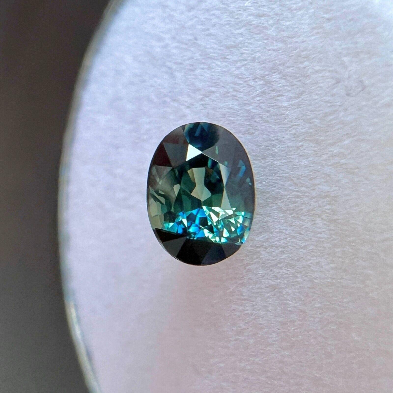 Women's or Men's Gia Certified Unique Bi Colour Sapphire 1.03ct Blue Green Oval Cut Untreated For Sale