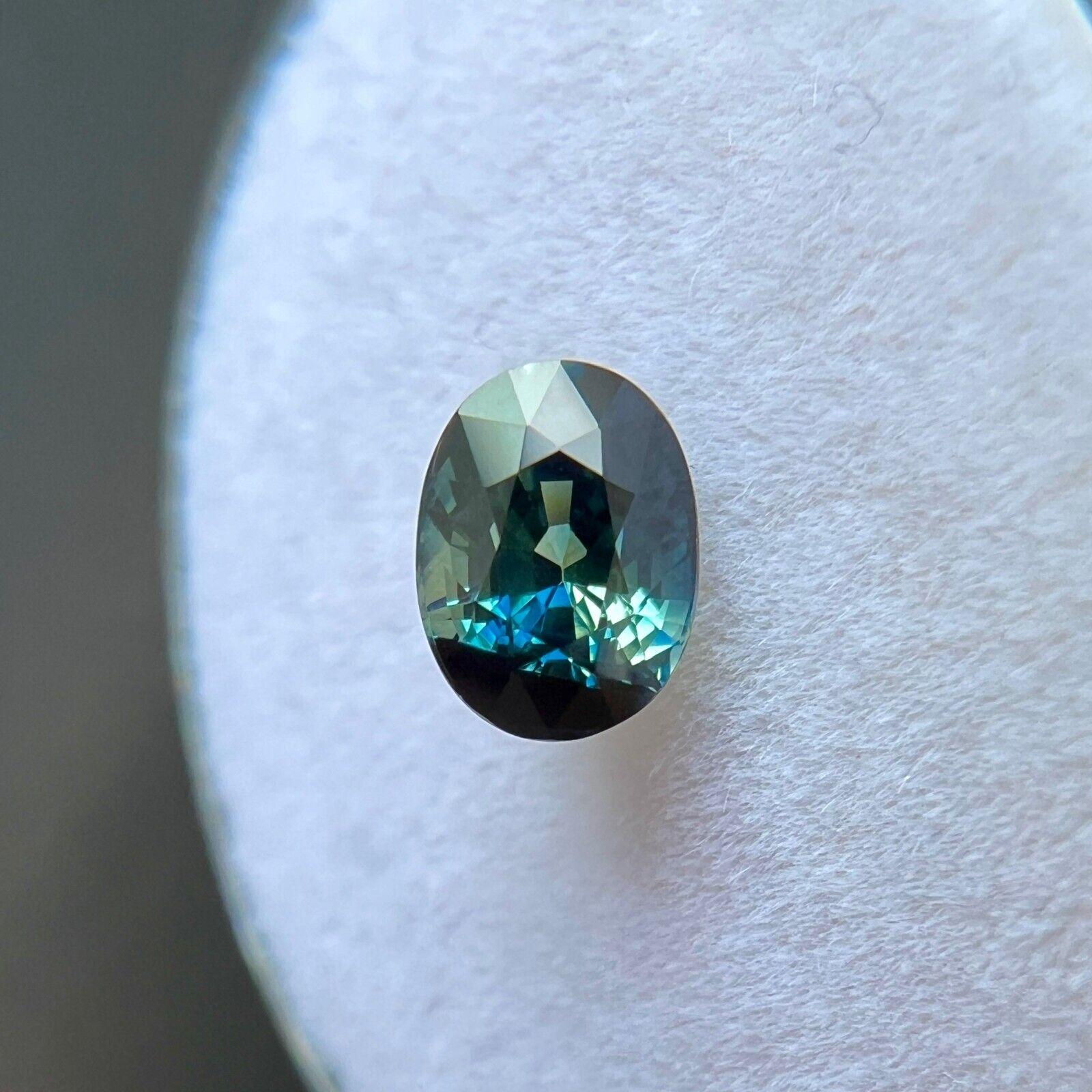 Gia Certified Unique Bi Colour Sapphire 1.03ct Blue Green Oval Cut Untreated For Sale 1