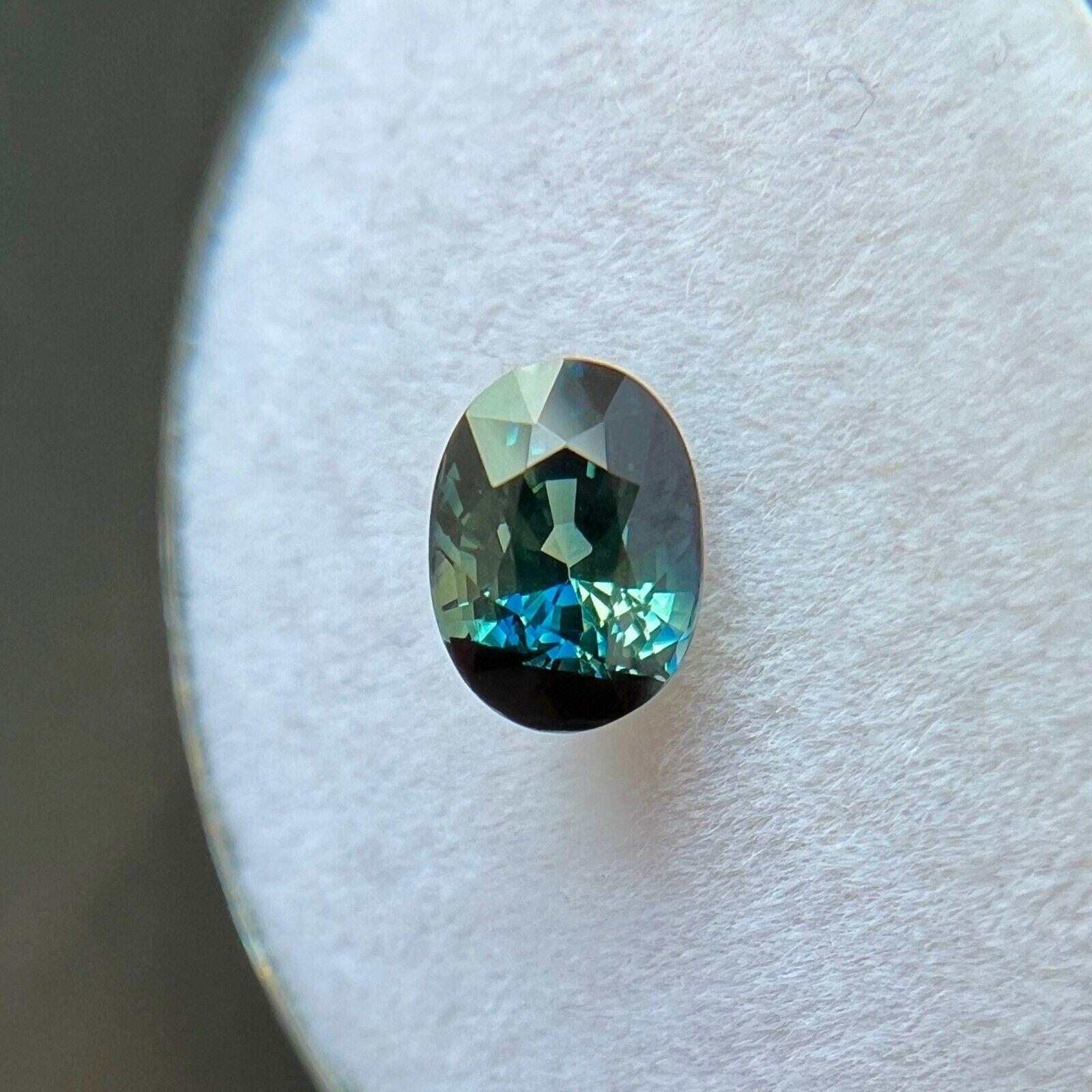 Gia Certified Unique Bi Colour Sapphire 1.03ct Blue Green Oval Cut Untreated For Sale 2