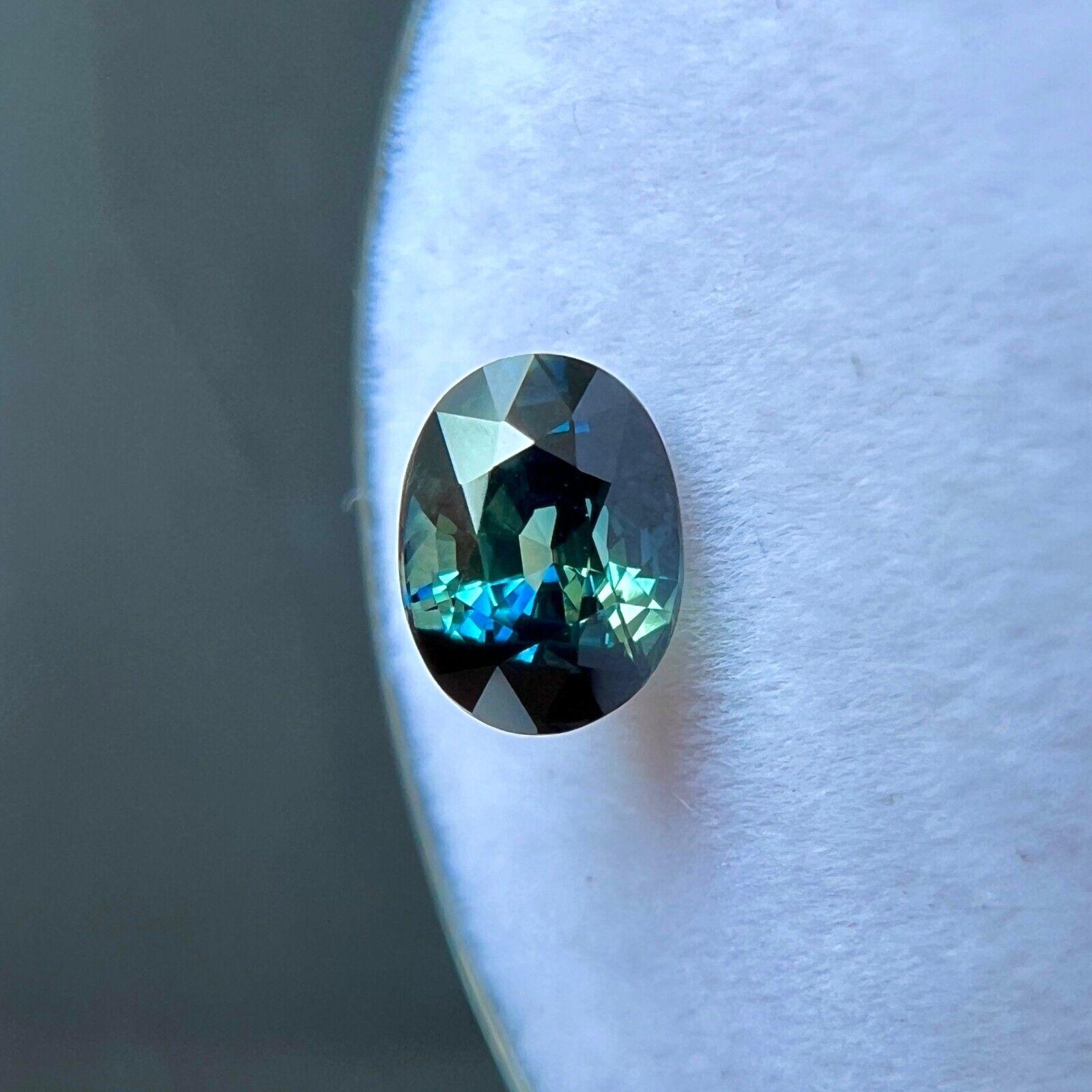 Gia Certified Unique Bi Colour Sapphire 1.03ct Blue Green Oval Cut Untreated For Sale 3