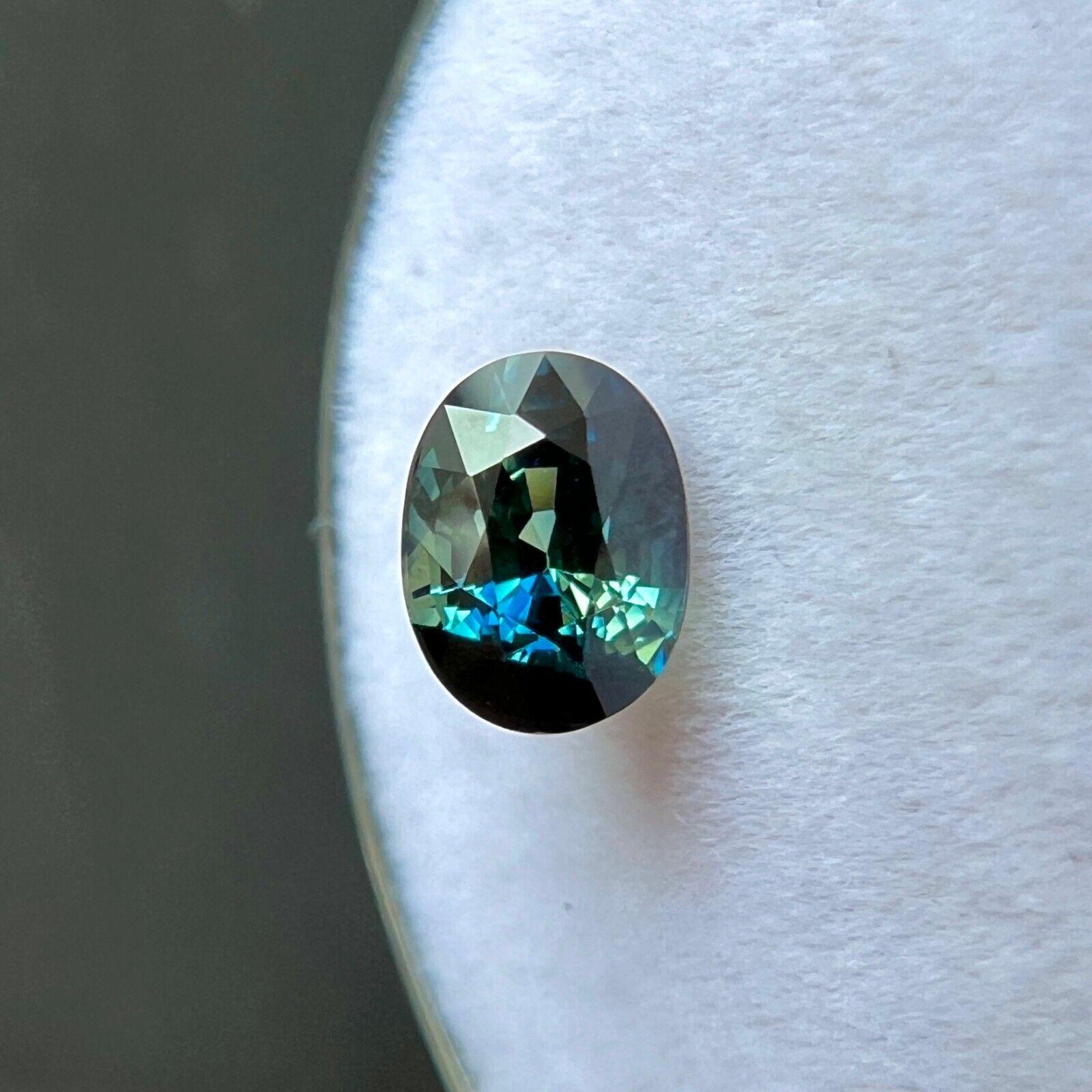 Gia Certified Unique Bi Colour Sapphire 1.03ct Blue Green Oval Cut Untreated For Sale 5