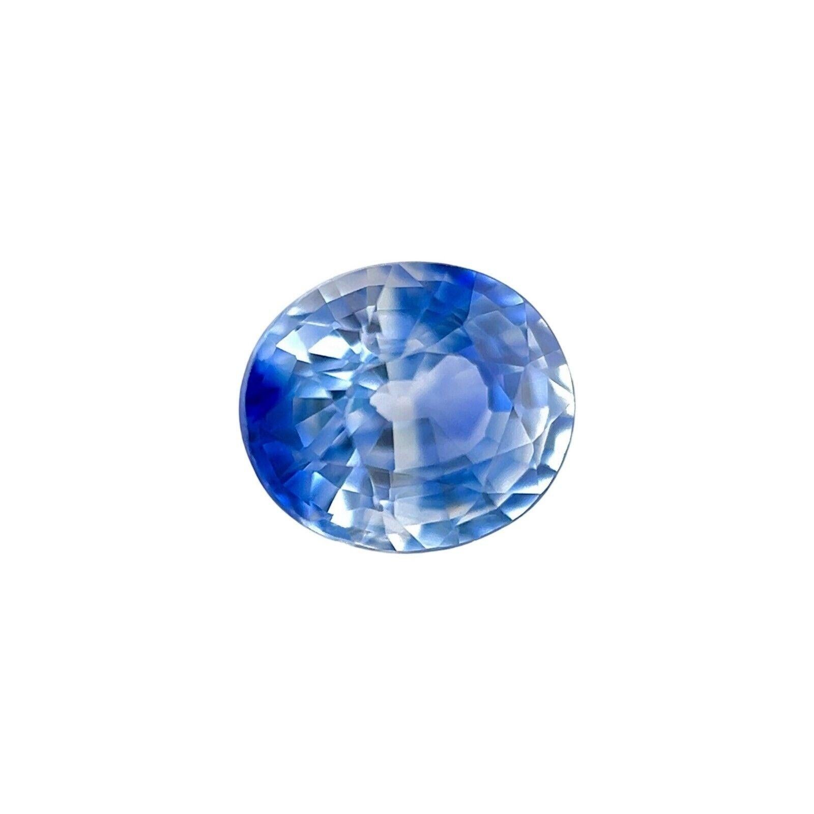 Gia Certified Unique Bi Colour Sapphire 1.29Ct Natural Blue White Rare Oval Cut In New Condition For Sale In Birmingham, GB