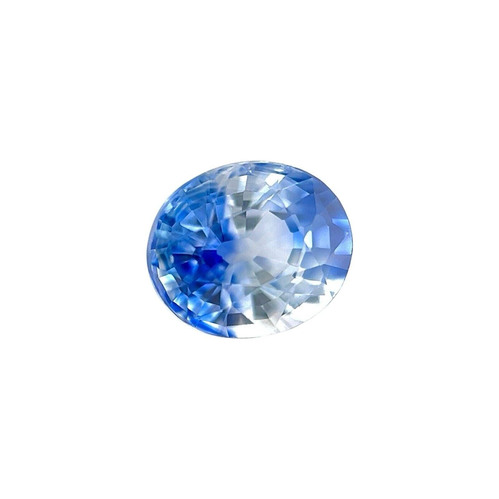Women's or Men's Gia Certified Unique Bi Colour Sapphire 1.29Ct Natural Blue White Rare Oval Cut For Sale