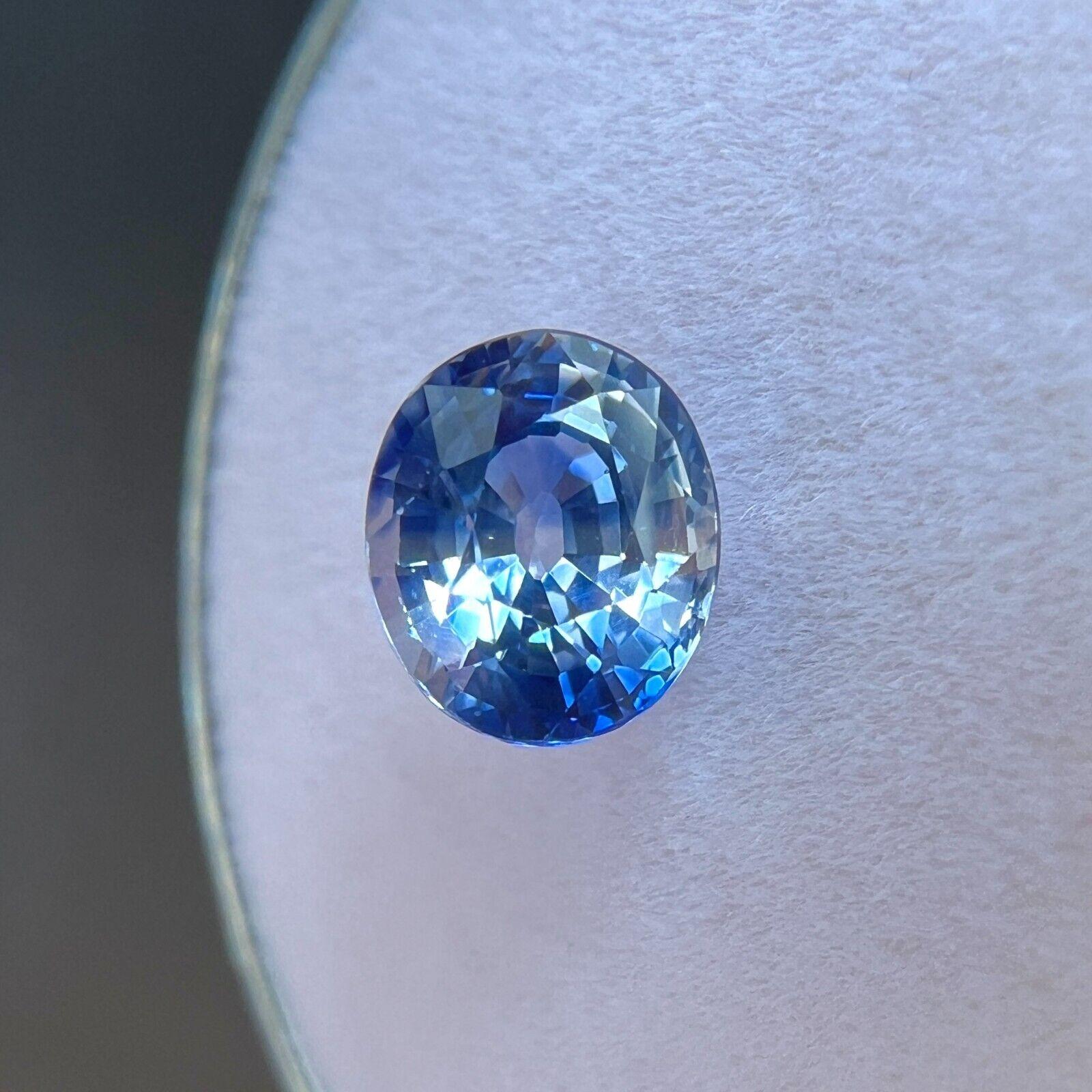 Gia Certified Unique Bi Colour Sapphire 1.29Ct Natural Blue White Rare Oval Cut For Sale 1