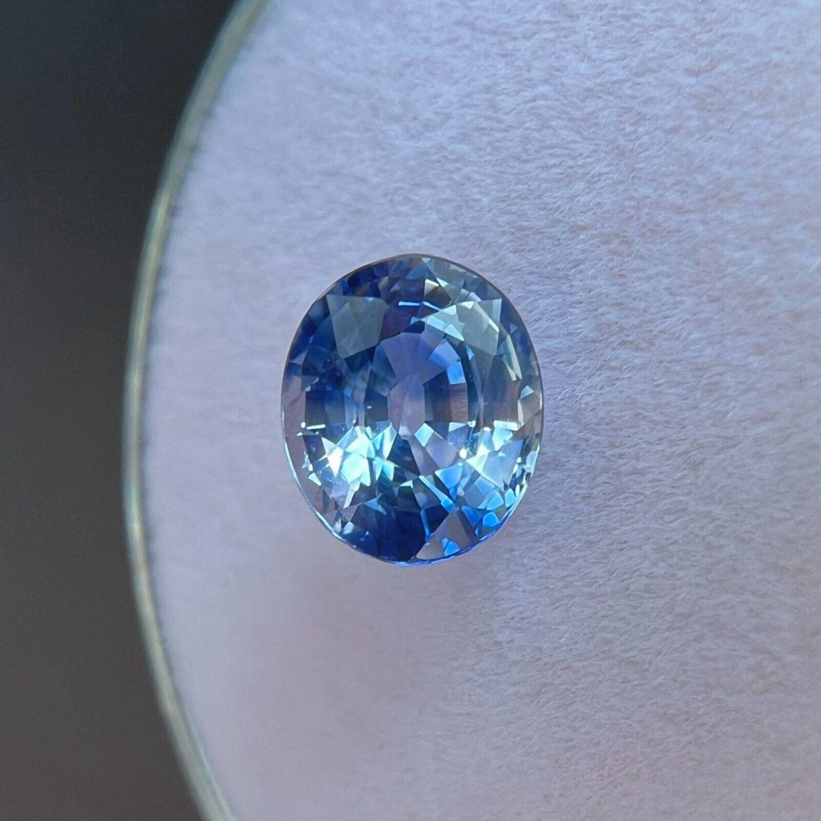 Gia Certified Unique Bi Colour Sapphire 1.29Ct Natural Blue White Rare Oval Cut For Sale 2