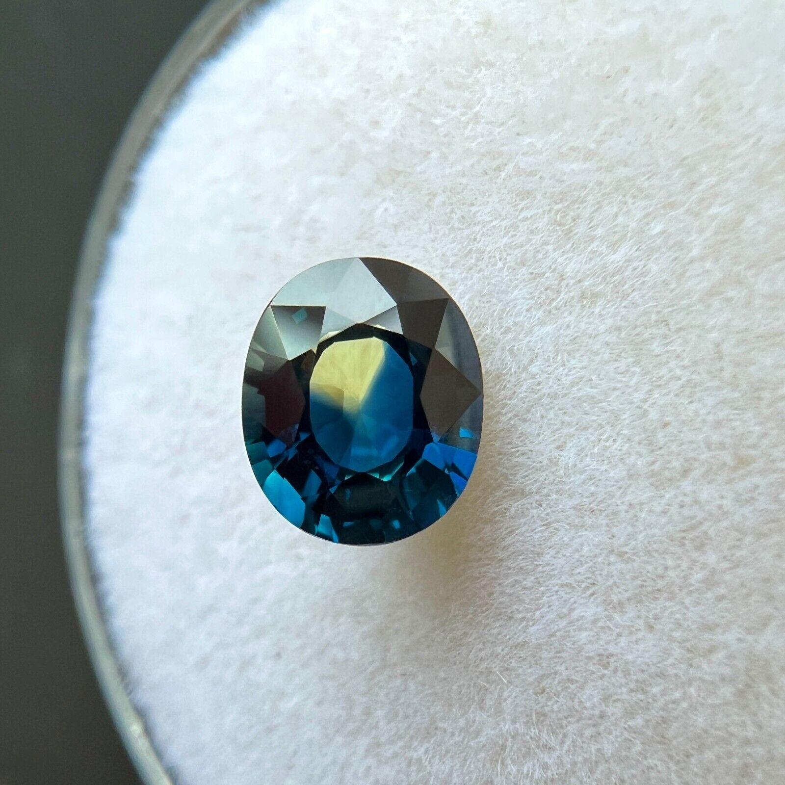 Taille ovale Saphir bicolore unique certifié GIA de 1,34 carat, taille ovale et bleu jaune, non traité en vente