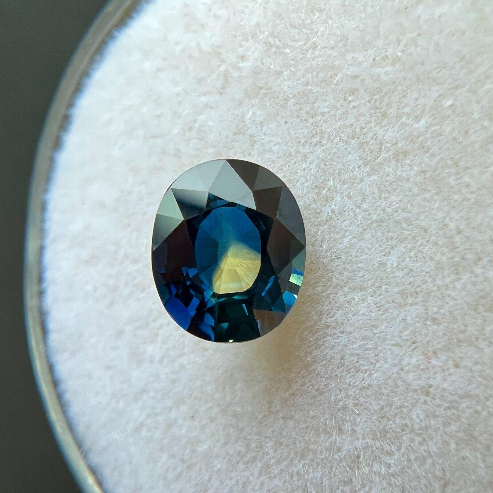 Saphir bicolore unique certifié GIA de 1,34 carat, taille ovale et bleu jaune, non traité Unisexe en vente