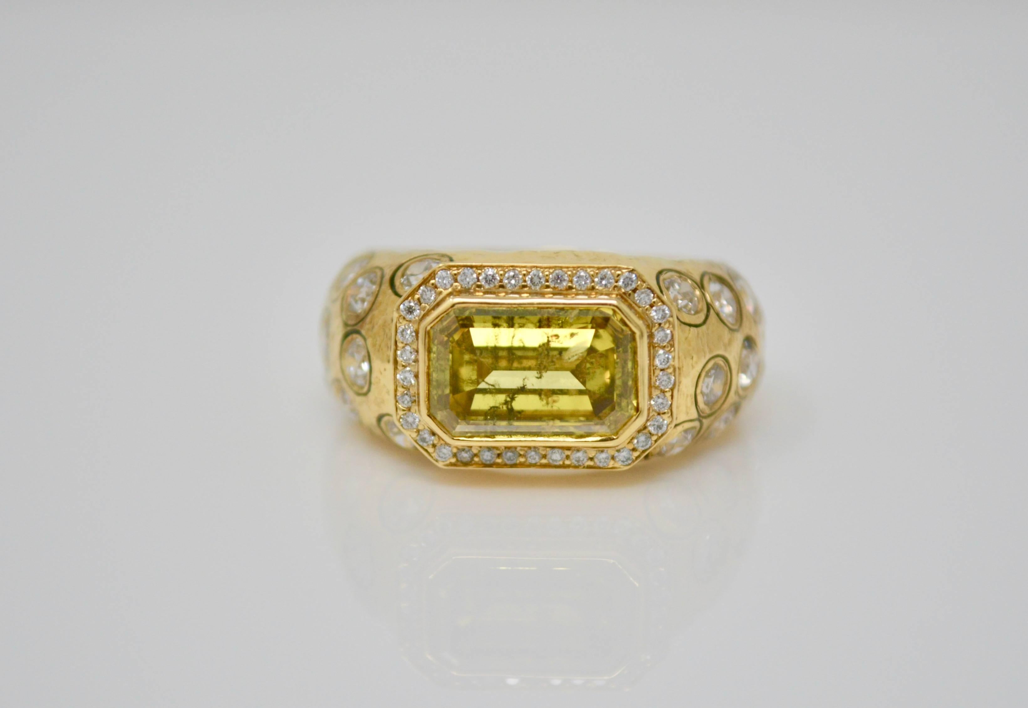 GIA Certified Unique Fancy Deep Brown Yellow Emerald Cut Diamond Ring In New Condition In New York, NY