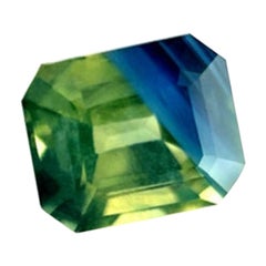 GIA Certified Untreated 1.46ct Blue Green Parti Colour Sapphire Octagon Cut Gem