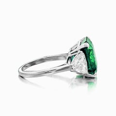 GIA Certified UNTREATED 6.26 Carat VIVID Green Emerald Diamond Platinum Ring