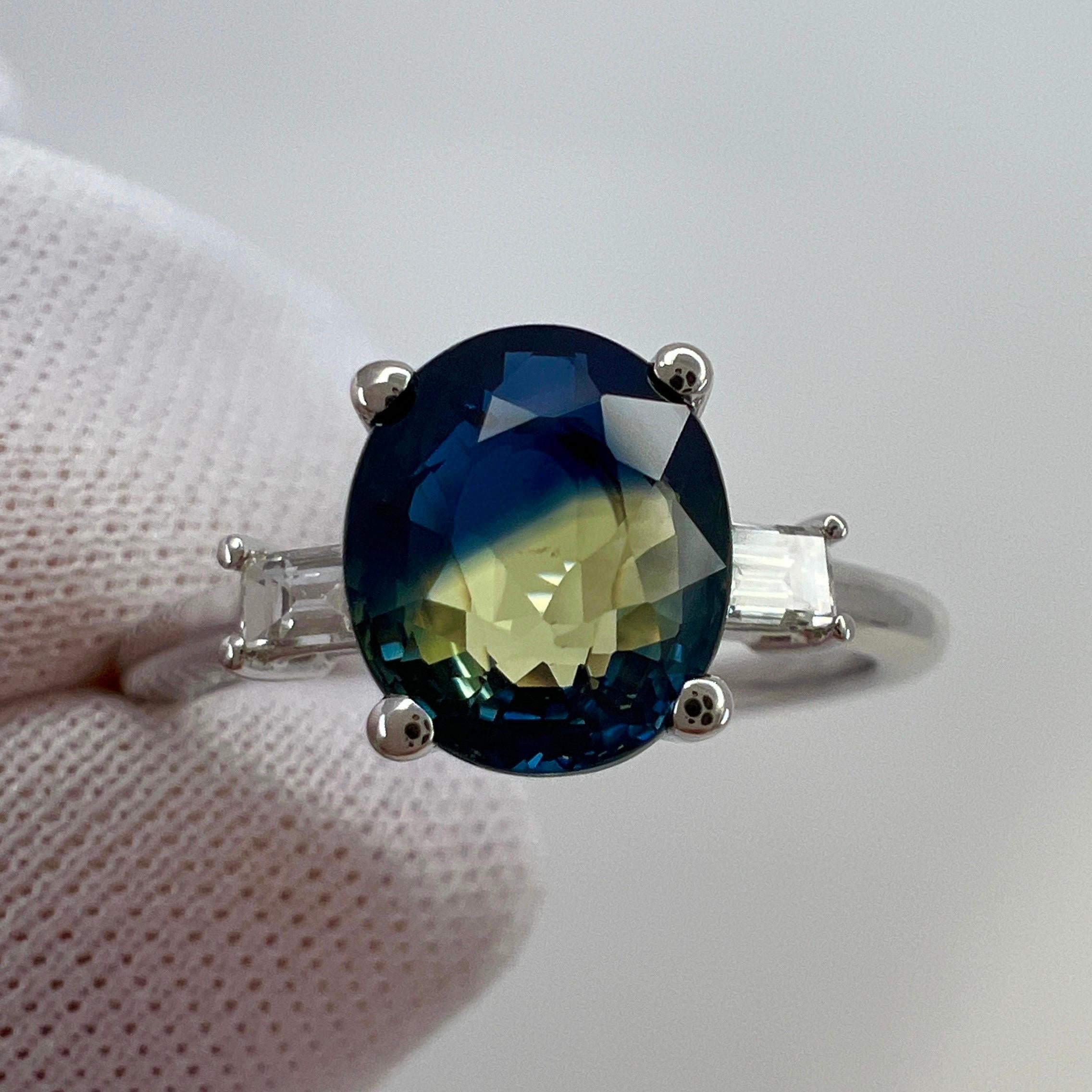 GIA zertifizierter unbehandelter zweifarbiger australischer Saphir 18k Weißgold Ring ITSIT 5