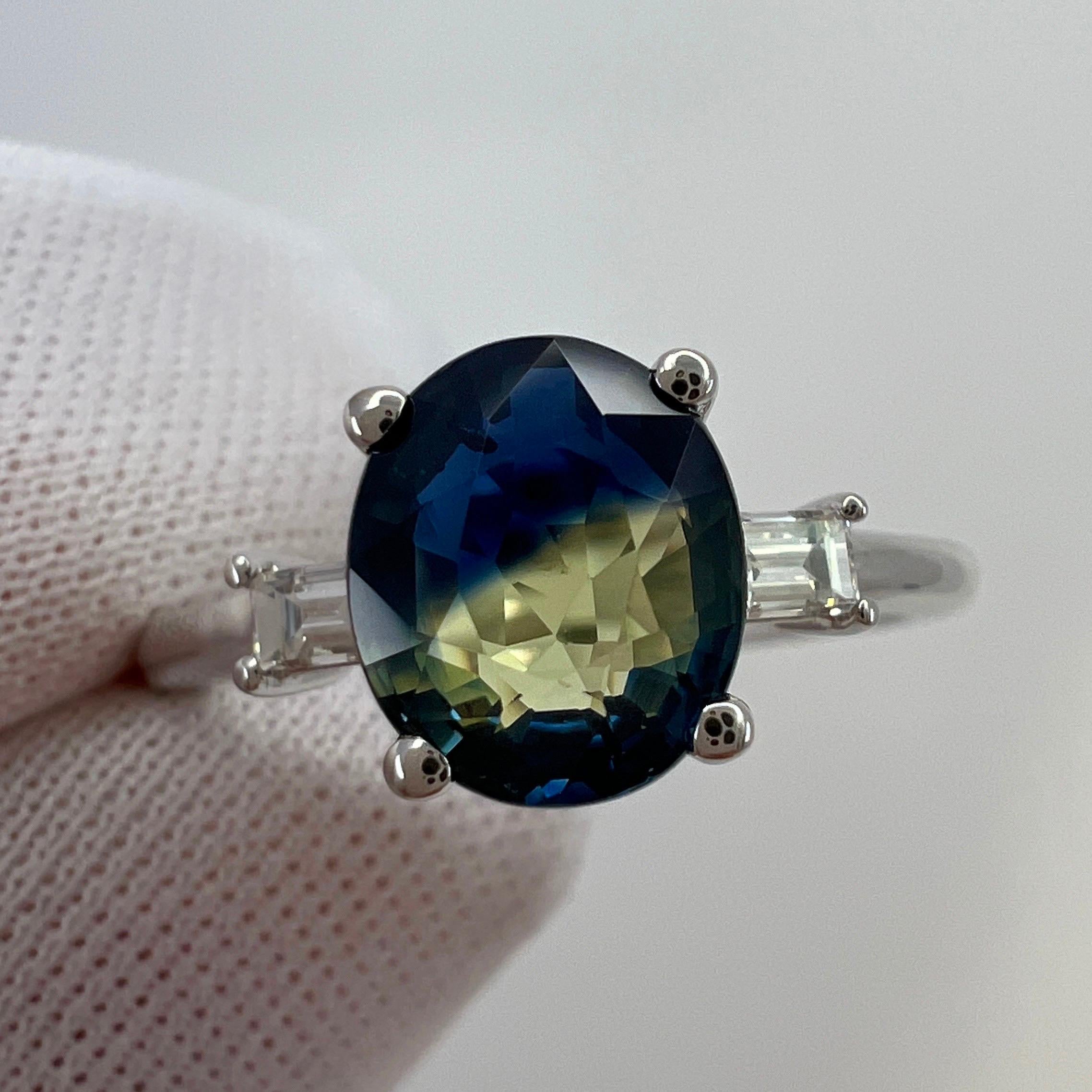 GIA zertifizierter unbehandelter zweifarbiger australischer Saphir 18k Weißgold Ring ITSIT 6