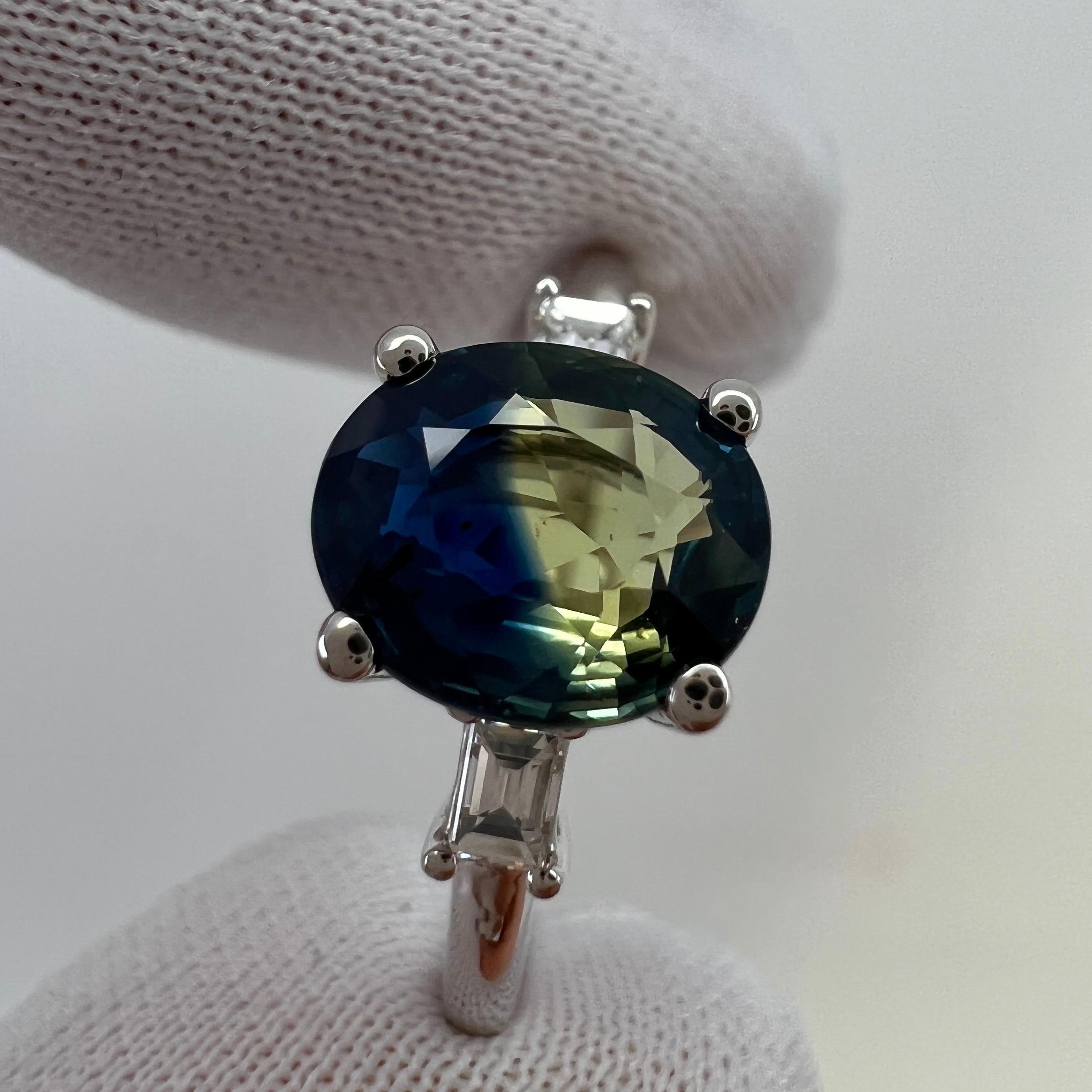 GIA zertifizierter unbehandelter zweifarbiger australischer Saphir 18k Weißgold Ring ITSIT 7