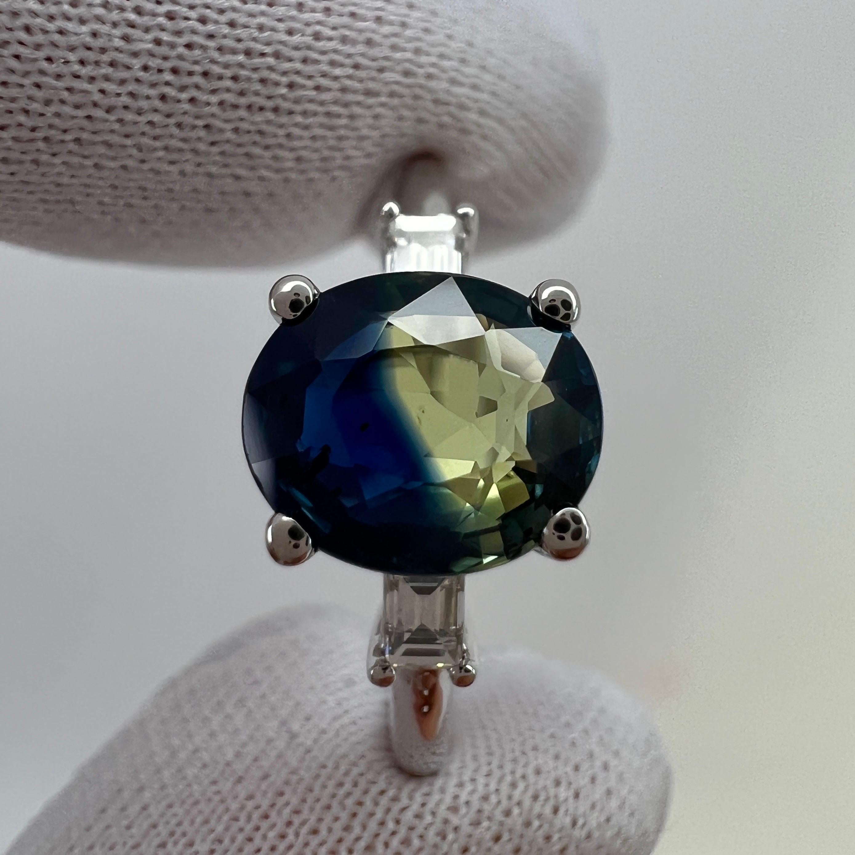 GIA zertifizierter unbehandelter zweifarbiger australischer Saphir 18k Weißgold Ring ITSIT 8