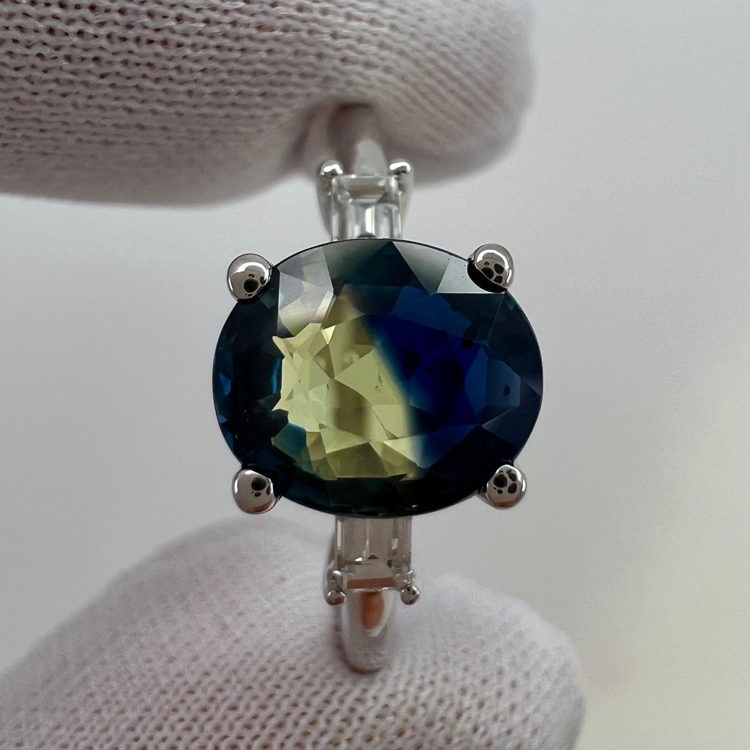 GIA zertifizierter unbehandelter zweifarbiger australischer Saphir 18k Weißgold Ring ITSIT 9